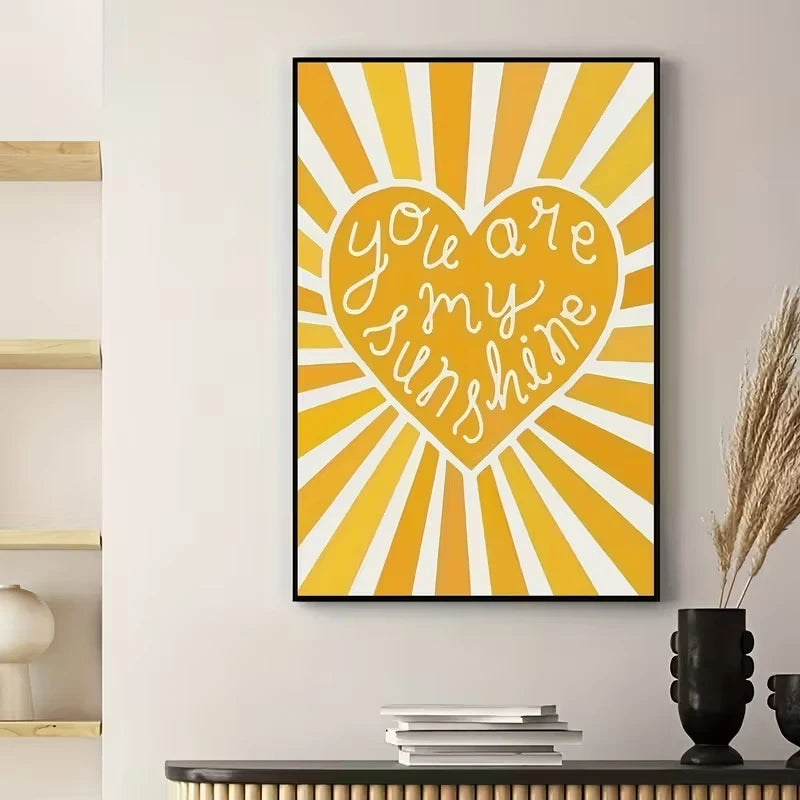 Modern Yellow You Are My Sunshine Quotes Wall Art Print Canvas Painting Poster Picture For Living Room And Bedroom Home Decor Peaceful Pleasures Health and Wellness