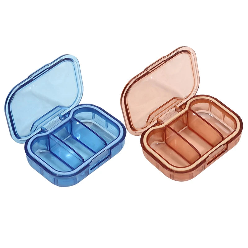 1/2/3Pcs Mini Medicine Pills Box Drug Storage Box Pills Dispenser Pill Organizer Tablet Pillbox Case Container Portable Peaceful Pleasures Health and Wellness 1xBlue 1xCoffee