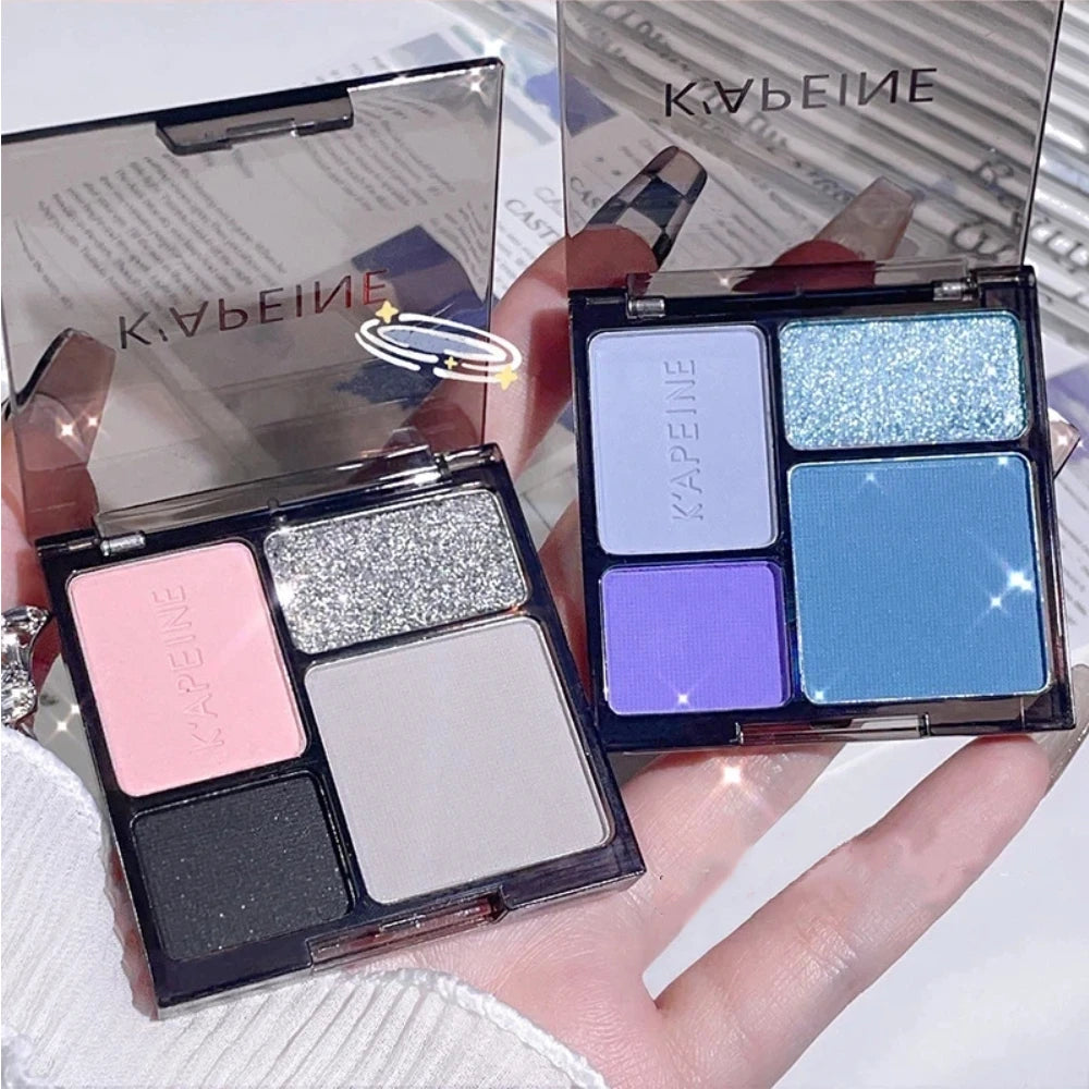 4-Color Eyeshadow Palette – Smoky Blue, Pink, Purple & Nude