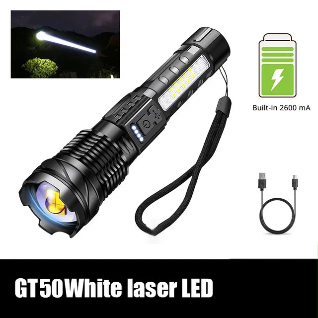 KDULIT XHP70 LED Flashlight 7-Mode Zoomable USB Rechargeable Torch
