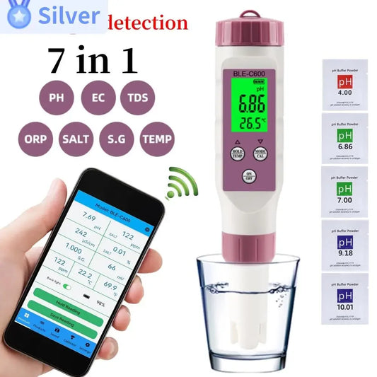 7 in 1 PH Meter Temp ORP Salinity TDS meter for Water Quality Tester with 0-14 Measurement Range Suitable Aquarium Swimming Pool Peaceful Pleasures Health and Wellness