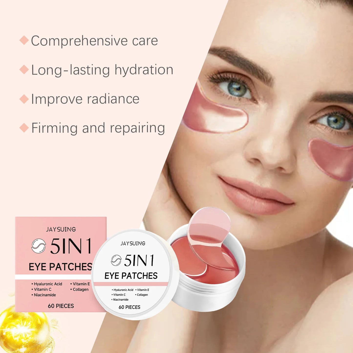 Collagen Eye Mask Deep Brighten Moisturizing Reduce Melanin Dilute Fine Lines Increase Skin Elasticity Hyaluronic Acid Eye Patch Peaceful Pleasures Health and Wellness