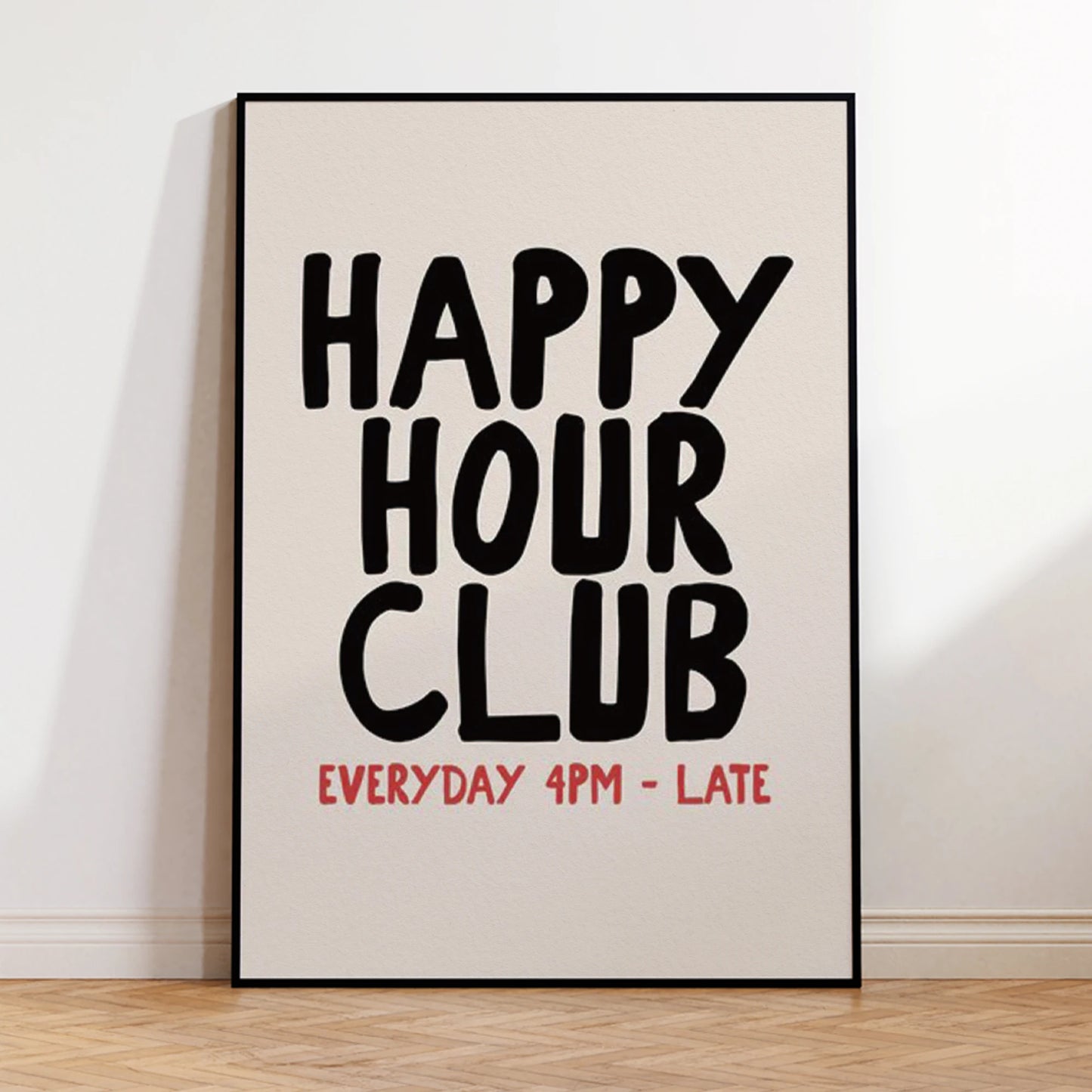 Happy Hour Club 4PM Quote Canvas Wall Art Print | Home Decor