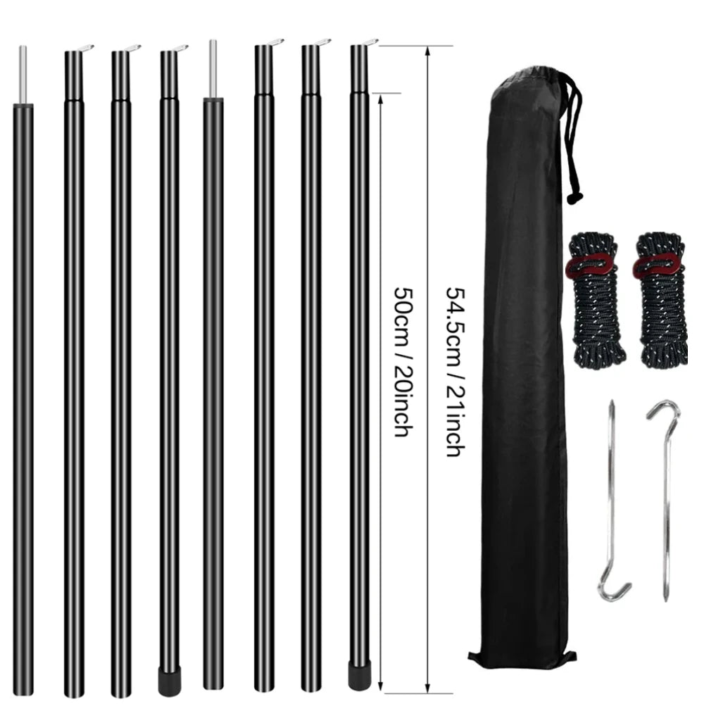 Adjustable Telescopic Tent Poles Set of 2 | Camping Tarp Awning