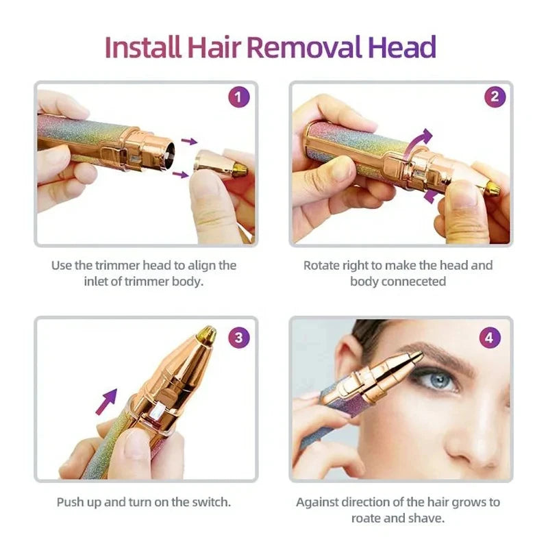 2-in-1 Painless Electric Facial Hair Remover with LED Light, Shaver & Eyebrow Trimmer for Gentle Smooth Hair Removal Peaceful Pleasures Health and Wellness