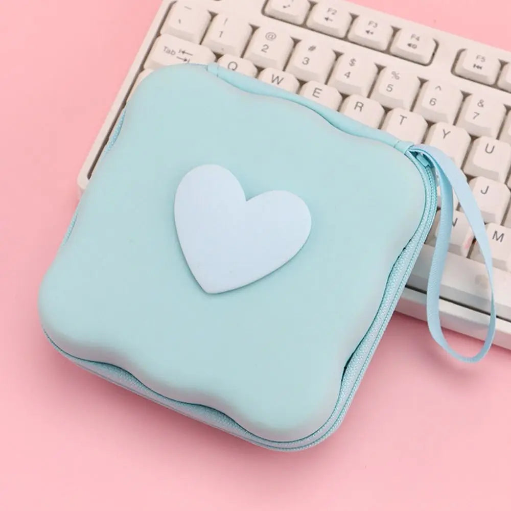 3D Heart Zipper Pouch – PU Leather Cable & Accessories Bag