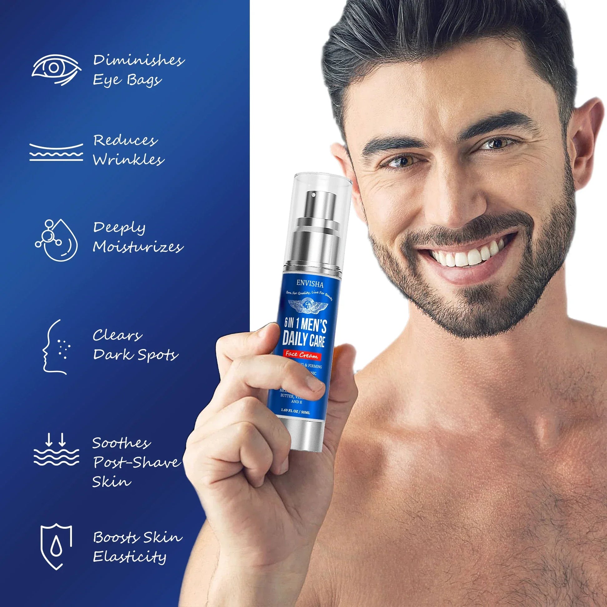 ENVISHA 6-in-1 Men's Face Cream – Anti-Aging, Firming & Whitening Peaceful Pleasures Health and Wellness
