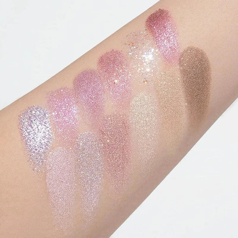 12-Color Glitter Shimmer Eyeshadow Palette | Peach & Pearl