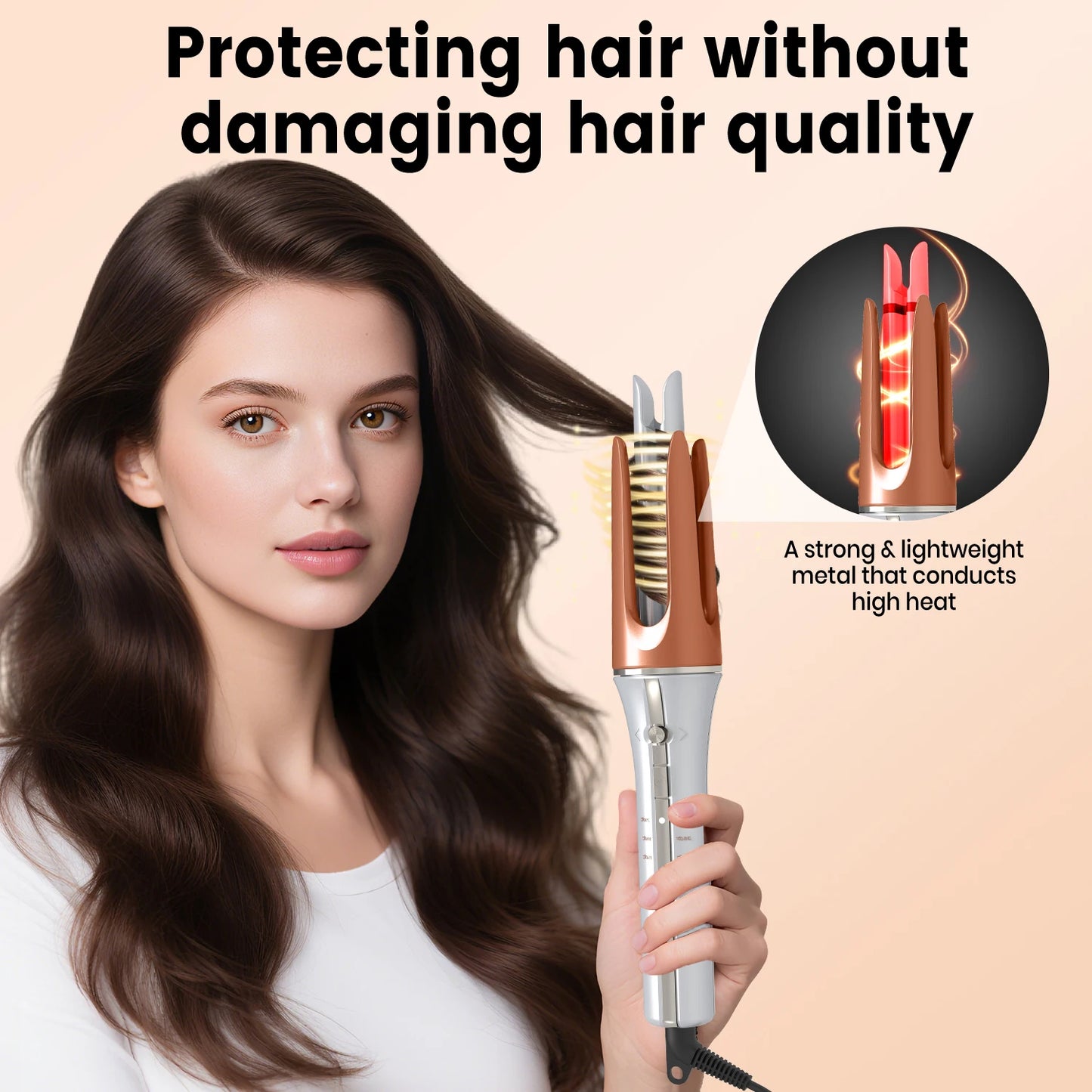 Auto Rotating Hair Curler 3 grades temperature Ceramic Fast Heat Constant Temperature Styling Hair Curler 33mm Wave Curling Iron Peaceful Pleasures Health and Wellness