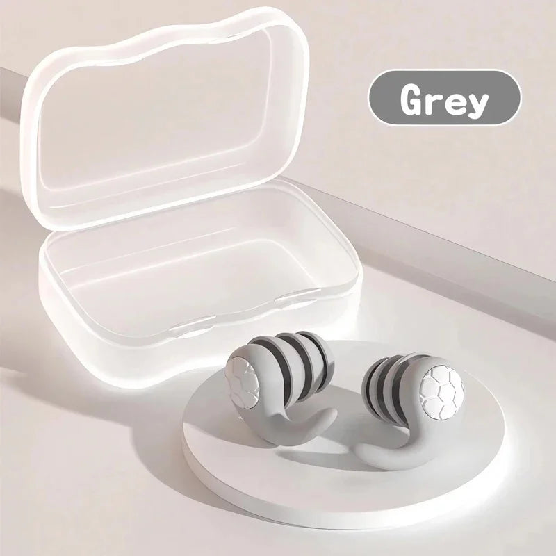 1 Pair Soft Silicone Earplugs - Noise Canceling, Waterproof, Comfortable Fit, for Sleep, Swimming, Creating a Silent Environment Peaceful Pleasures Health and Wellness Gray