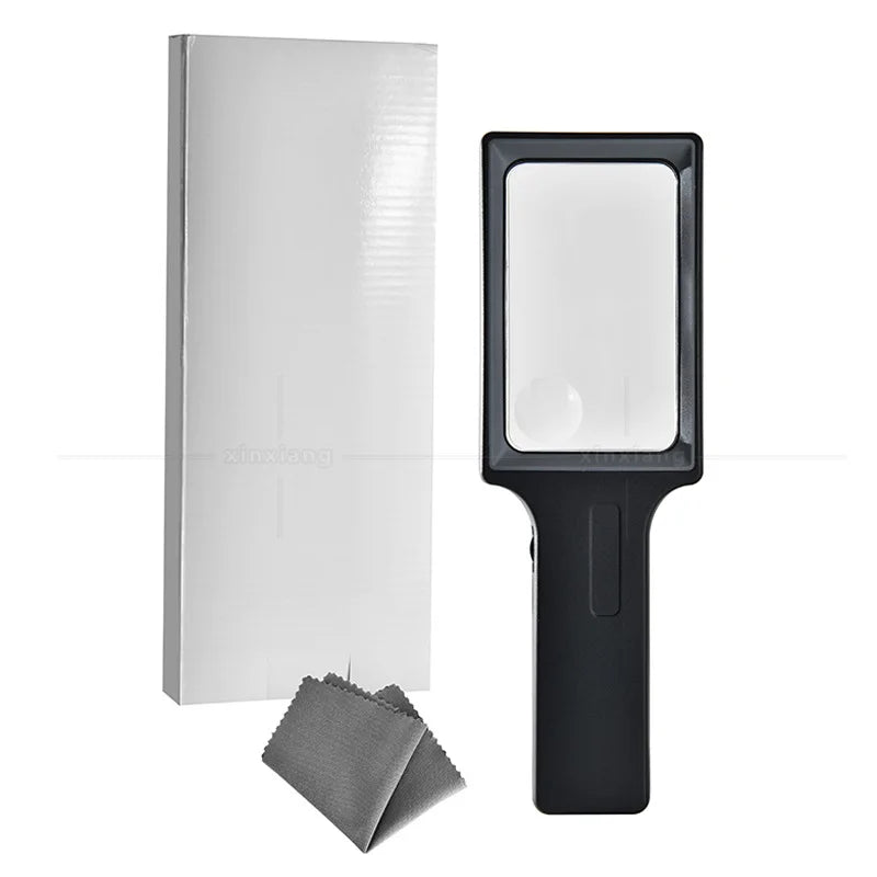 Handheld Magnifier Magnifying Glass with High-Definition and High Magnification of 3-8X, 20 Led Lights, Square Shaped Peaceful Pleasures Health and Wellness 3x 8x
