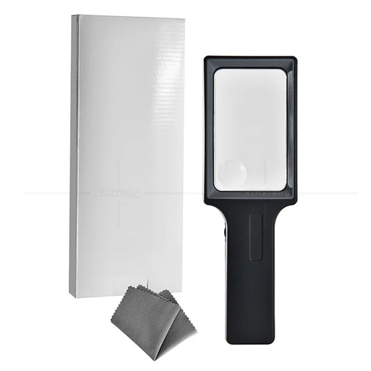 Handheld Magnifier Magnifying Glass with High-Definition and High Magnification of 3-8X, 20 Led Lights, Square Shaped Peaceful Pleasures Health and Wellness 3x 8x