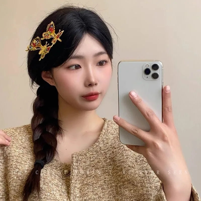 1/2pc 3D Movable Butterfly Shaped Hair Clip Metal Hollow Metallic Flying Butterfly Barrette Kit Hair Accessories silver gold Peaceful Pleasures Health and Wellness