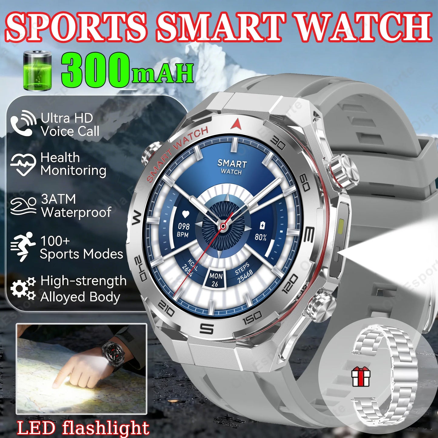 Military Men Smart Watch Health Monitor Wireless Call Smartwatch Fitness IP68 Waterproof Sports Watches for Men Android ‎HT30 Peaceful Pleasures Health and Wellness Silver22Szstrap
