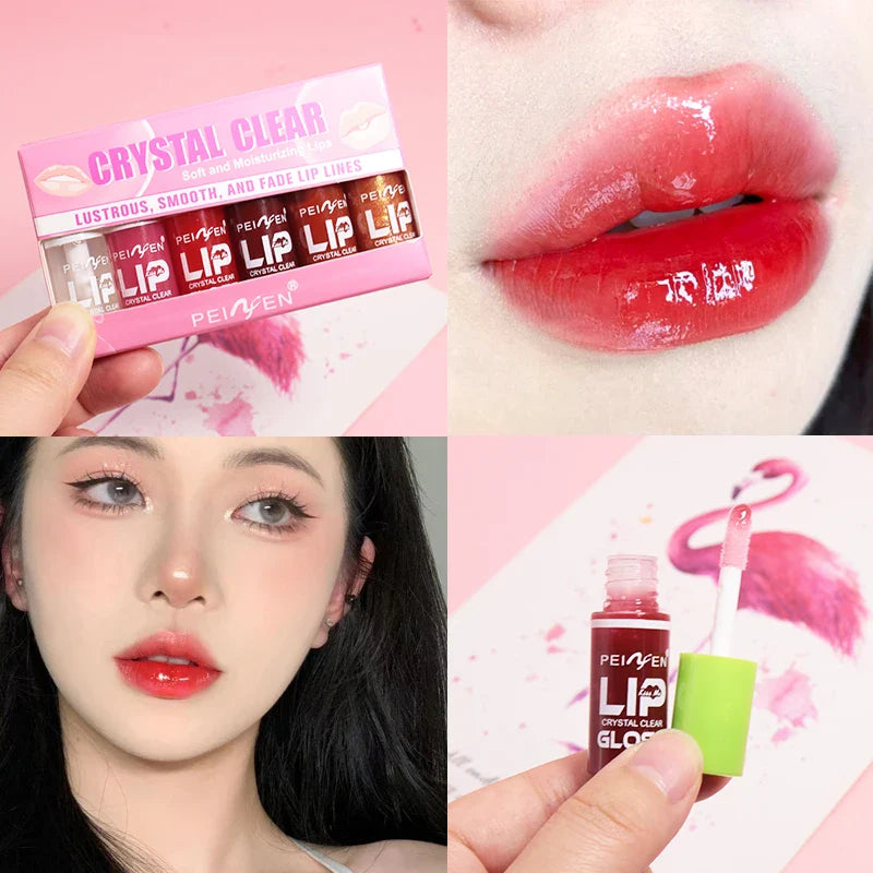 6-Piece Moisturizing Lip Gloss & Oil Set – Reduces Lip Lines
