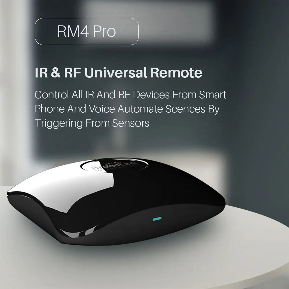 Broadlink RM4 Pro Remote Controller WiFi IR RF Intelligent Controller work with Alexa Google Assistant Smart Home Automation Peaceful Pleasures Health and Wellness