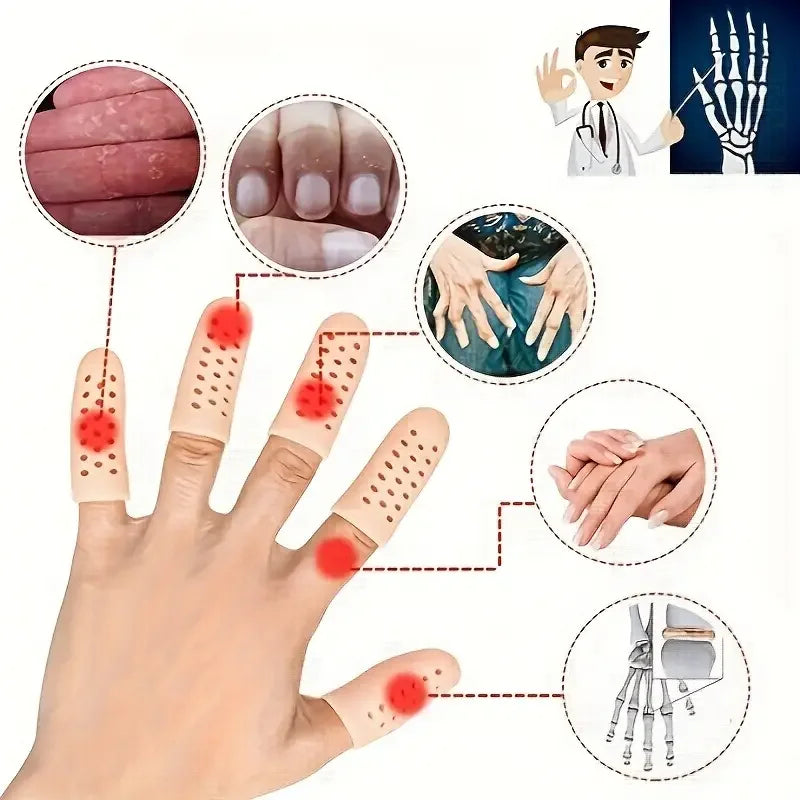 10pcs Finger Protector With Holes Anti Wear Protective Gear Silicone Toe Protection Cover,Breathable, Soft Finger Protector Peaceful Pleasures Health and Wellness