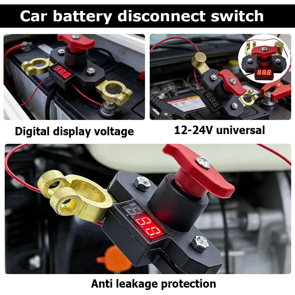 12V-24V Car Battery Disconnect Switch with Digital Voltmeter, 180° Rotatable Power Cut-Off Kill Switch for Car Truck RV Boat ATV Peaceful Pleasures Health and Wellness