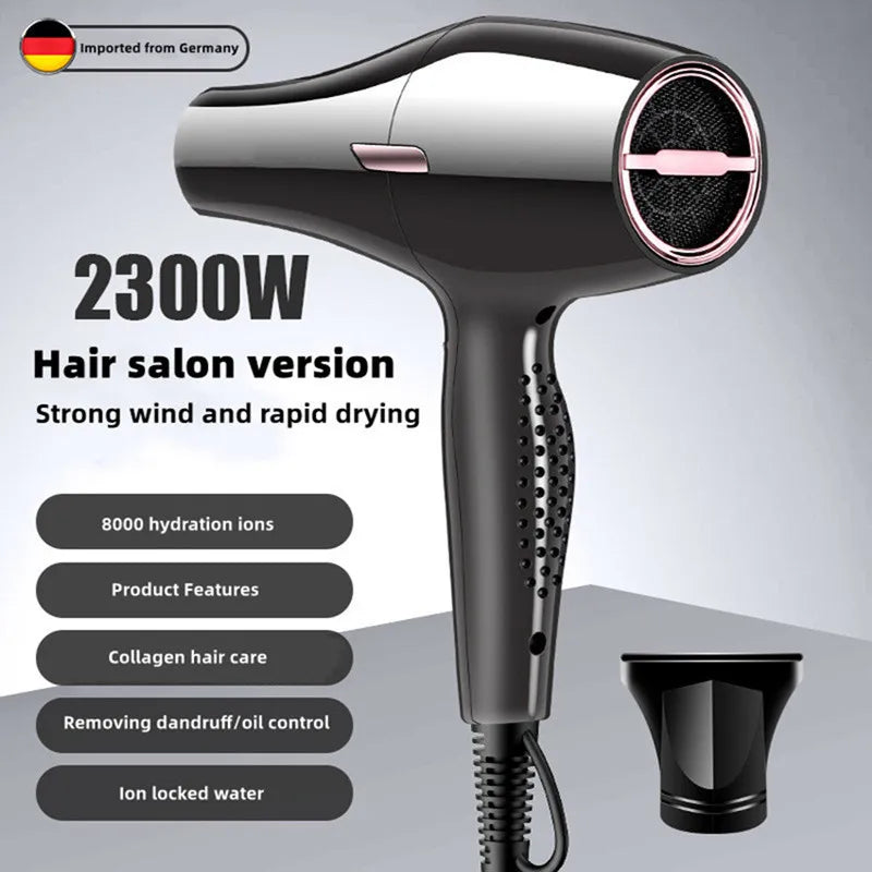 2300W Hair Salon Hair Dryer High Power Strong Wind Speed Dry Blue Light Ion Silent Home Hairdresser Special New Product Peaceful Pleasures Health and Wellness