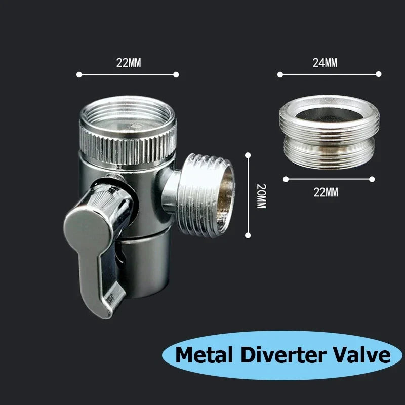 3-Way Faucet Diverter Valve & Handheld Shower Head Adapter Set