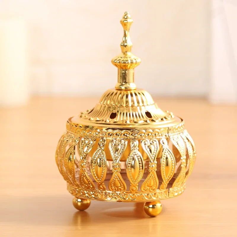 Creative Hollow tower incense burner Arabic style Incense Burner For Home Hotel Decoration Golden Metal bakhoor Incense Holder Peaceful Pleasures Health and Wellness