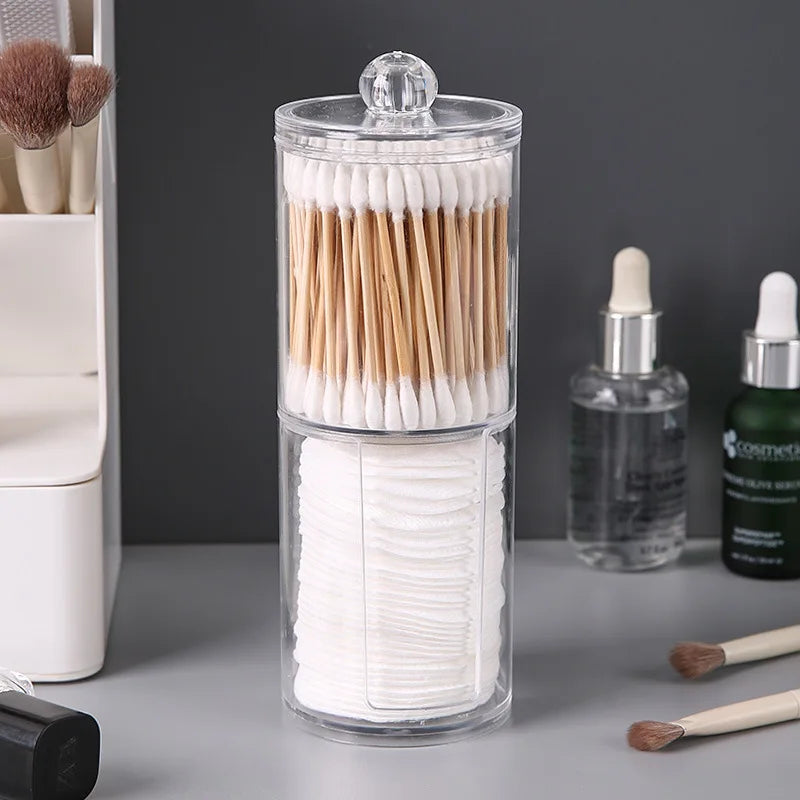 Acrylic Makeup Organizer – Cotton Swab & Pad Storage Box