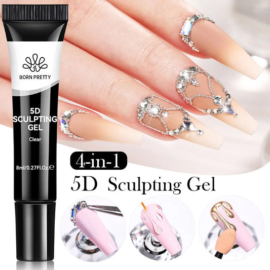 5D Nail Sculpting Gel with Solid Mirror Powder DIY Nail Embossing Gel for Painting Carving Nails 8ml Peaceful Pleasures Health and Wellness