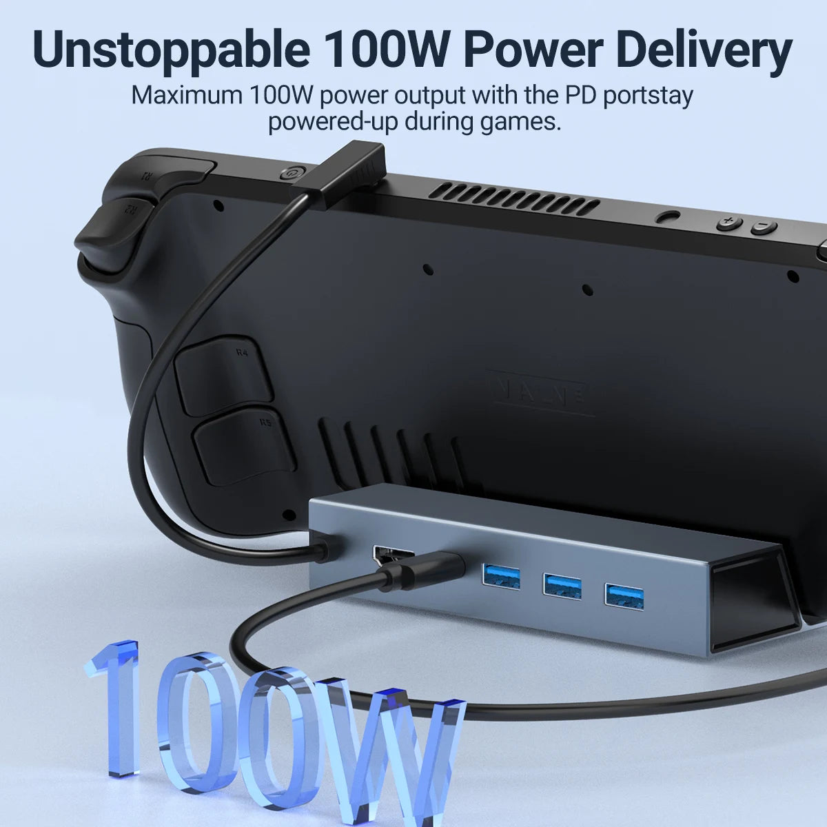 5-in-1 USB-C Hub Dock | 4K HDMI, PD 100W, Steam Deck & Switch USB-C Multiport Hub Peaceful Pleasures Health and Wellness