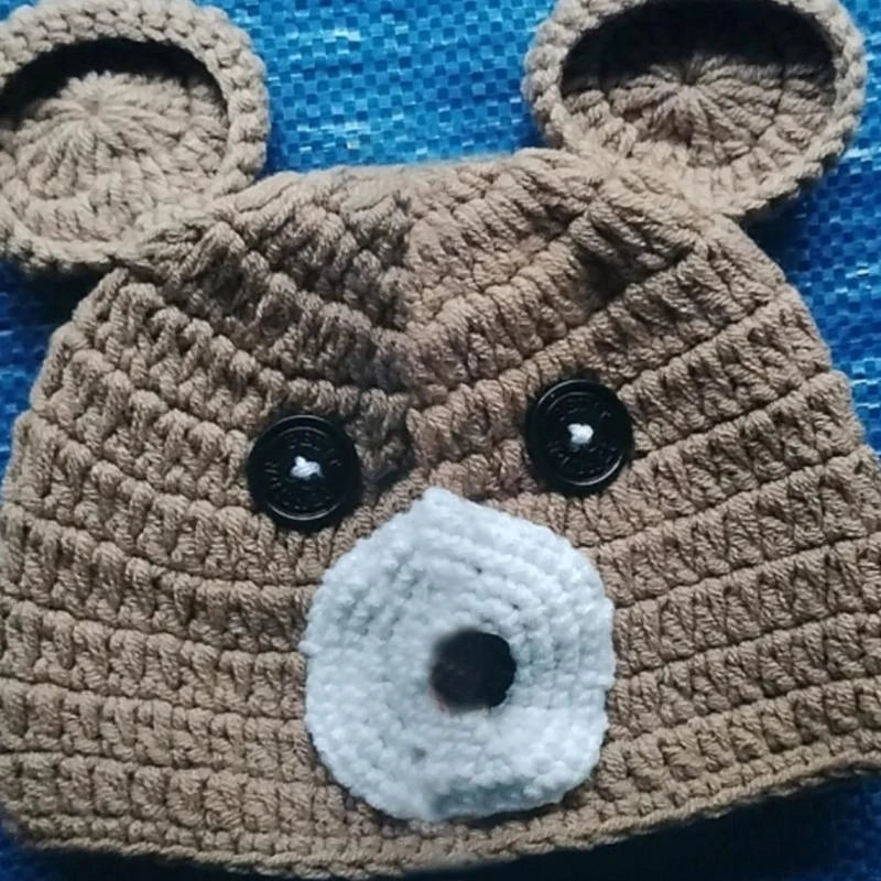 3-Piece Bear Newborn Photography Costume – Knit Outfit & Shoes