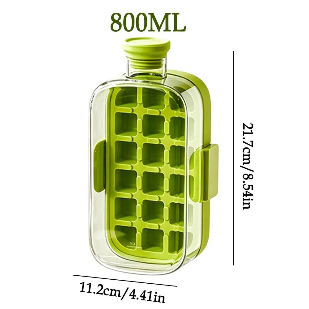2-in-1 Ice Mold Bottle Easy Release Ice Maker Portable Drink Making Tool for Home Party Camping Bar Wine Juice Beverage Peaceful Pleasures Health and Wellness Green 800ML