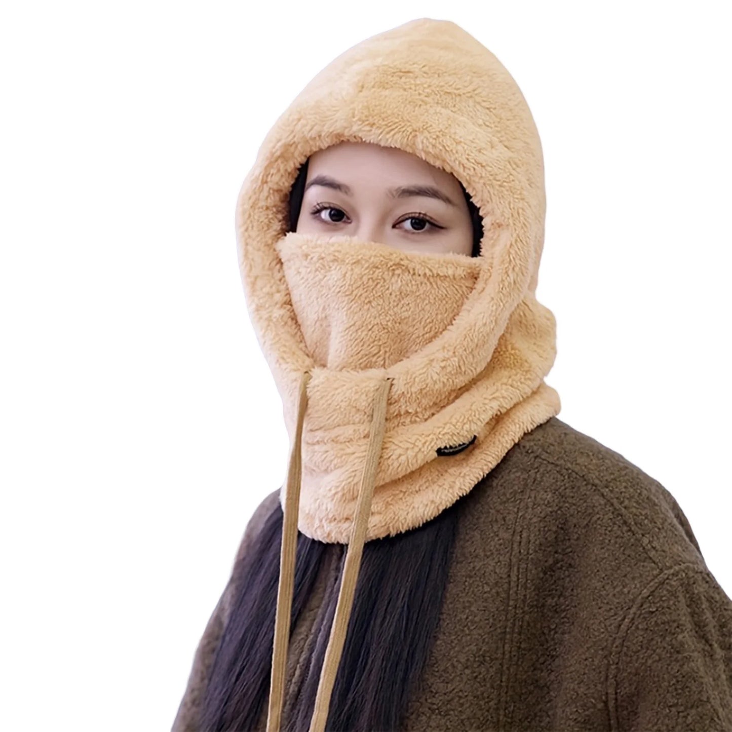 Windproof Ski Hooded Neck Warmer Windproof Outdoor Cold Weather Neck Warmer for Cycling Enthusiasts Gifts Peaceful Pleasures Health and Wellness Khaki