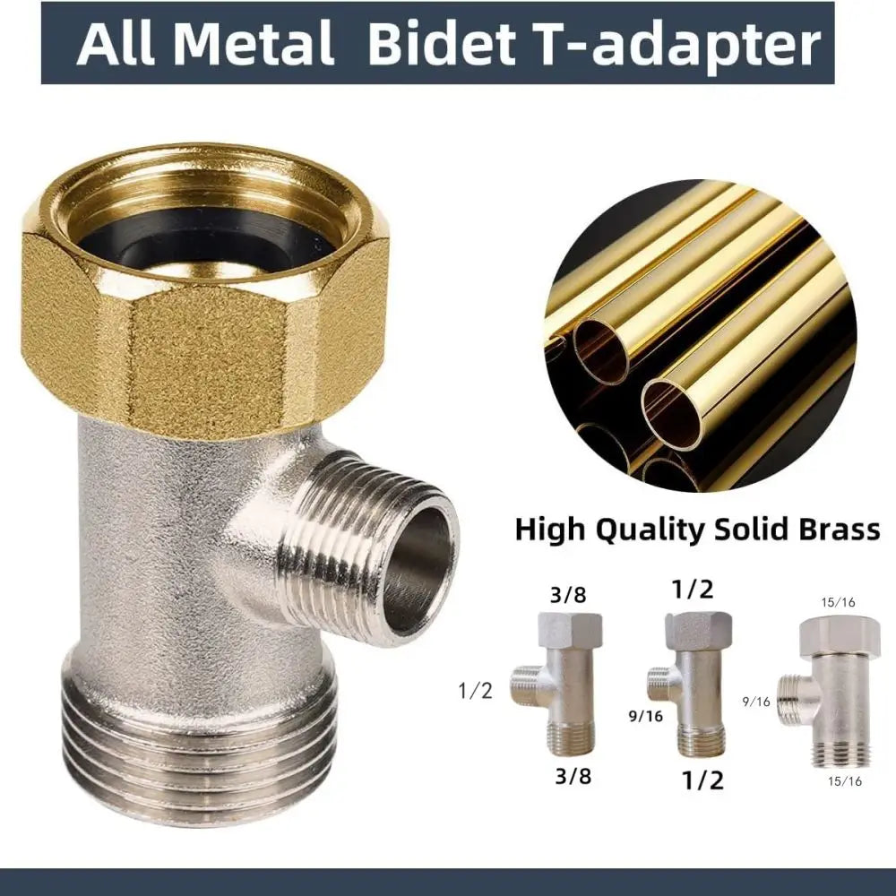 Copper 3-Way T Valve Adapter | Bidet & Shower Diverter
