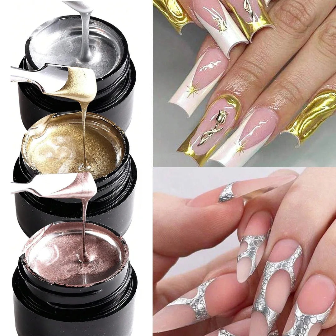 Chrome Gel Nail Polish – Gold, Silver & Rose Gold Mirror Effect