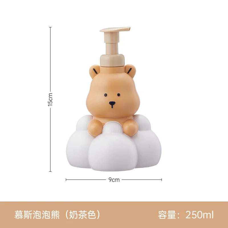 New Cartoon Cloud Bear Foam Bottle Cute Cartoon Hand Wash Pump Shampoo Cleanser Foaming Mousse Dispenser Bathroom Bathing Bottle Peaceful Pleasures Health and Wellness 250ml 1