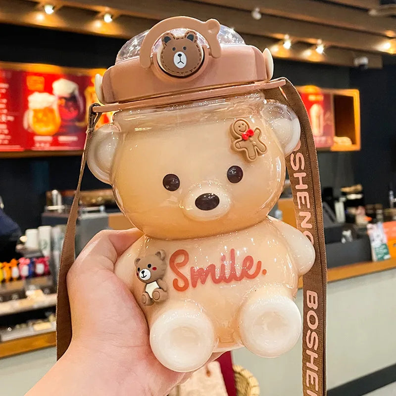 2026 New Cute Bear Cup Various Modes of 1000ml Tumbler with Straw Kawaii Water Bottle For Girl Kid Home Outdoor Drinking Kettle Peaceful Pleasures Health and Wellness