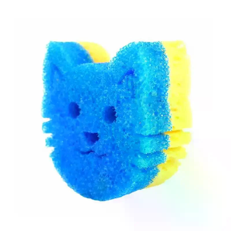 Heat-Sensing Cat Face Kitchen Sponge | Dish Scrubber Kitchen Dish Sponge Peaceful Pleasures Health and Wellness