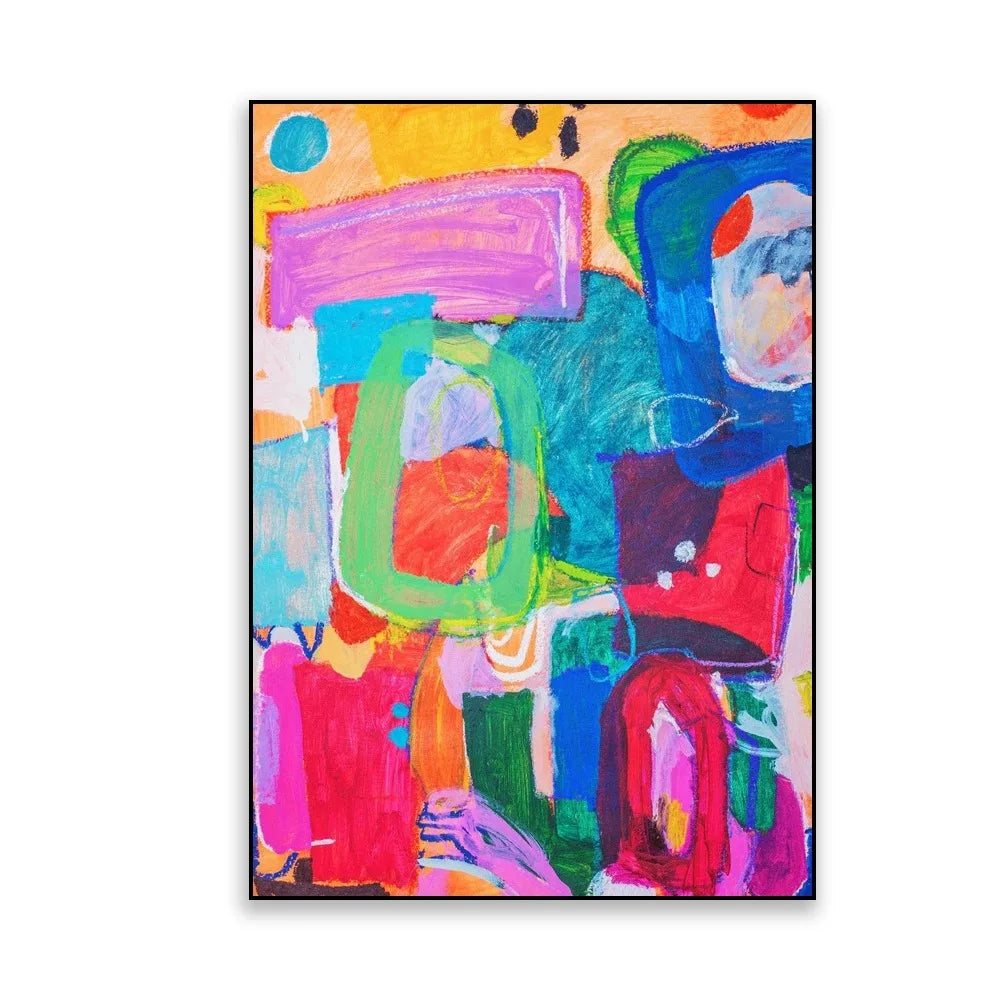 Abstract Mid-Century Modern Canvas Wall Art Print | Nordic Décor Canvas Wall Art Print Peaceful Pleasures Health and Wellness WHITE 50x70cm Unframed