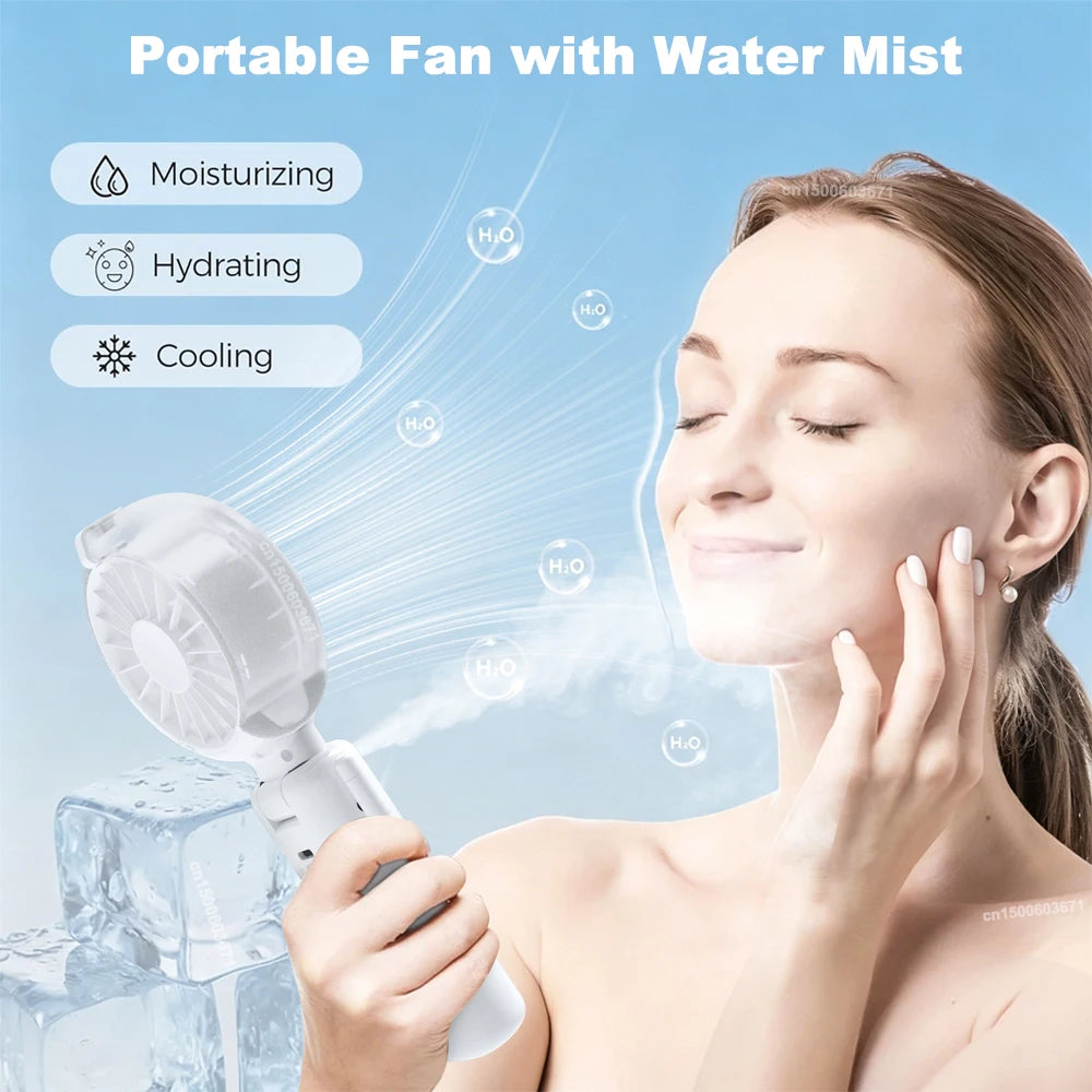 Water Mist Fan Portable Foldable Desktop Fan Rechargeable Handheld Humidifier Fan Air Circulation Fan Outdoor Water Spray Fan Peaceful Pleasures Health and Wellness
