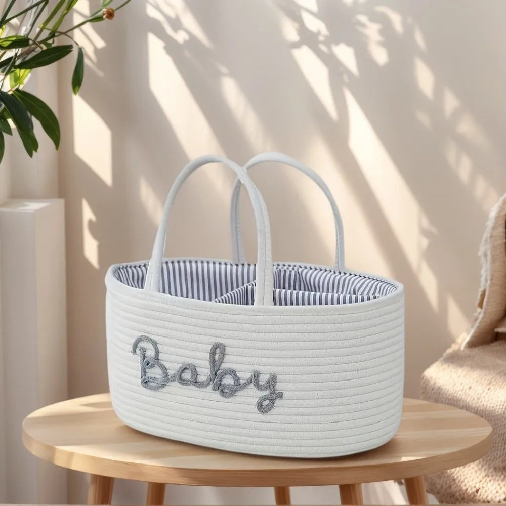 Cotton Rope Baby Diaper Storage Basket | Foldable Organizer