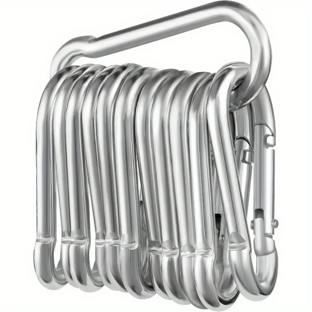 12-Pack Stainless Steel Carabiner Set | 6x60mm, 180kg Capacity