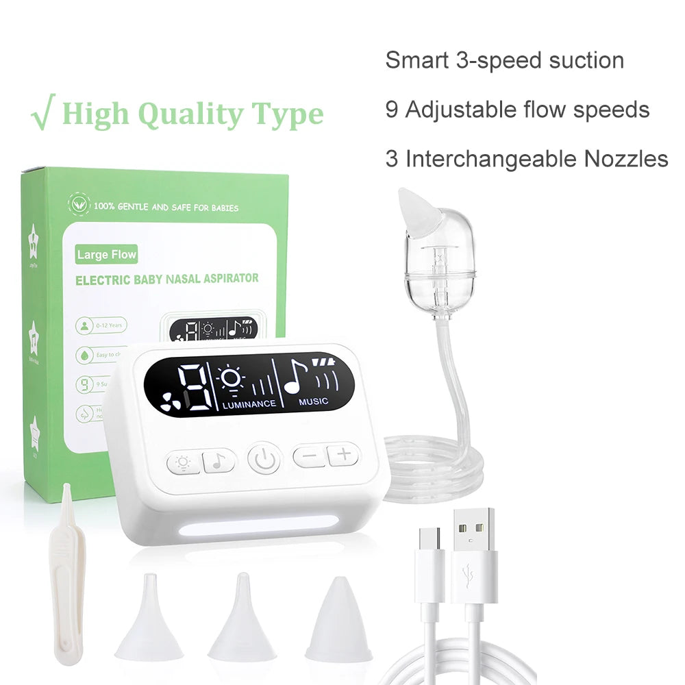 Baby Nasal Aspirator Electric Nose Cleaner Newborn Baby 9-Speed Nose Suction Device Booger Mucus Sucker for Infant Low Noise Peaceful Pleasures Health and Wellness Type 3