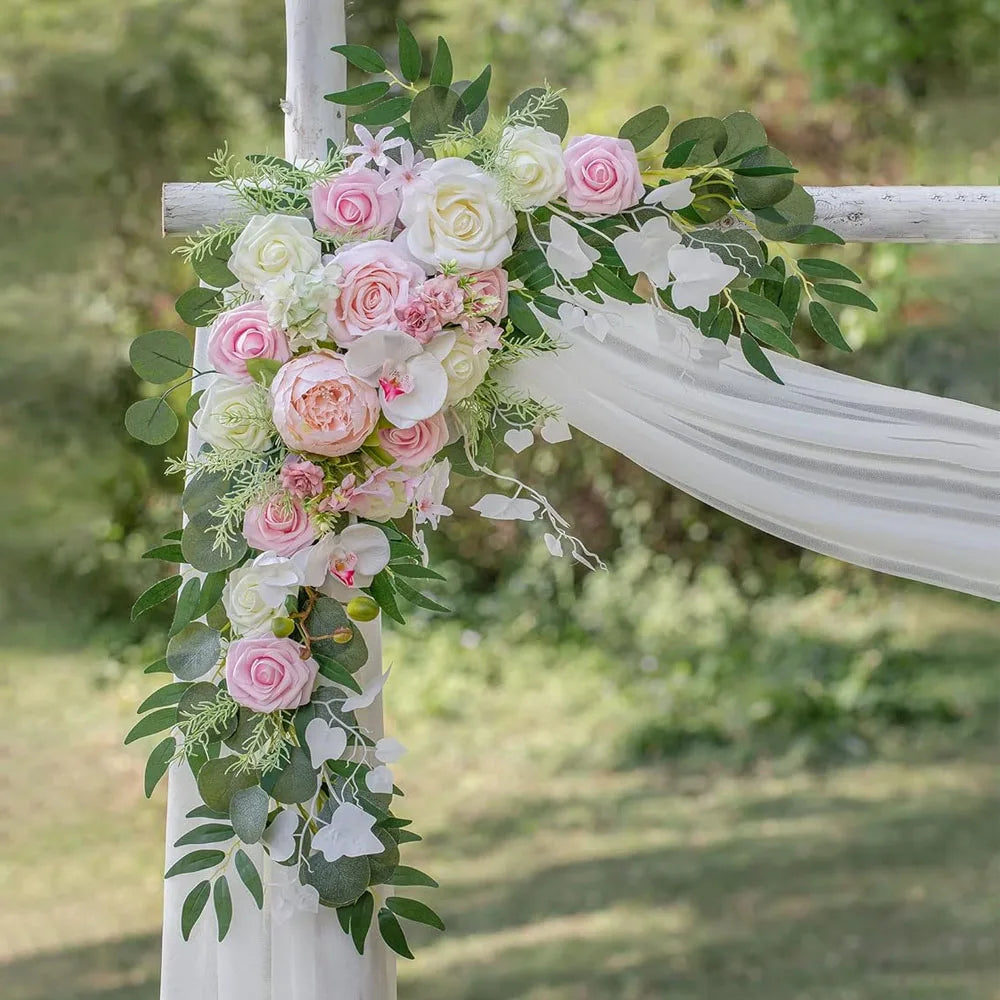 Artificial Silk Rose Garland – Fake Hanging Flowers Wedding Decor