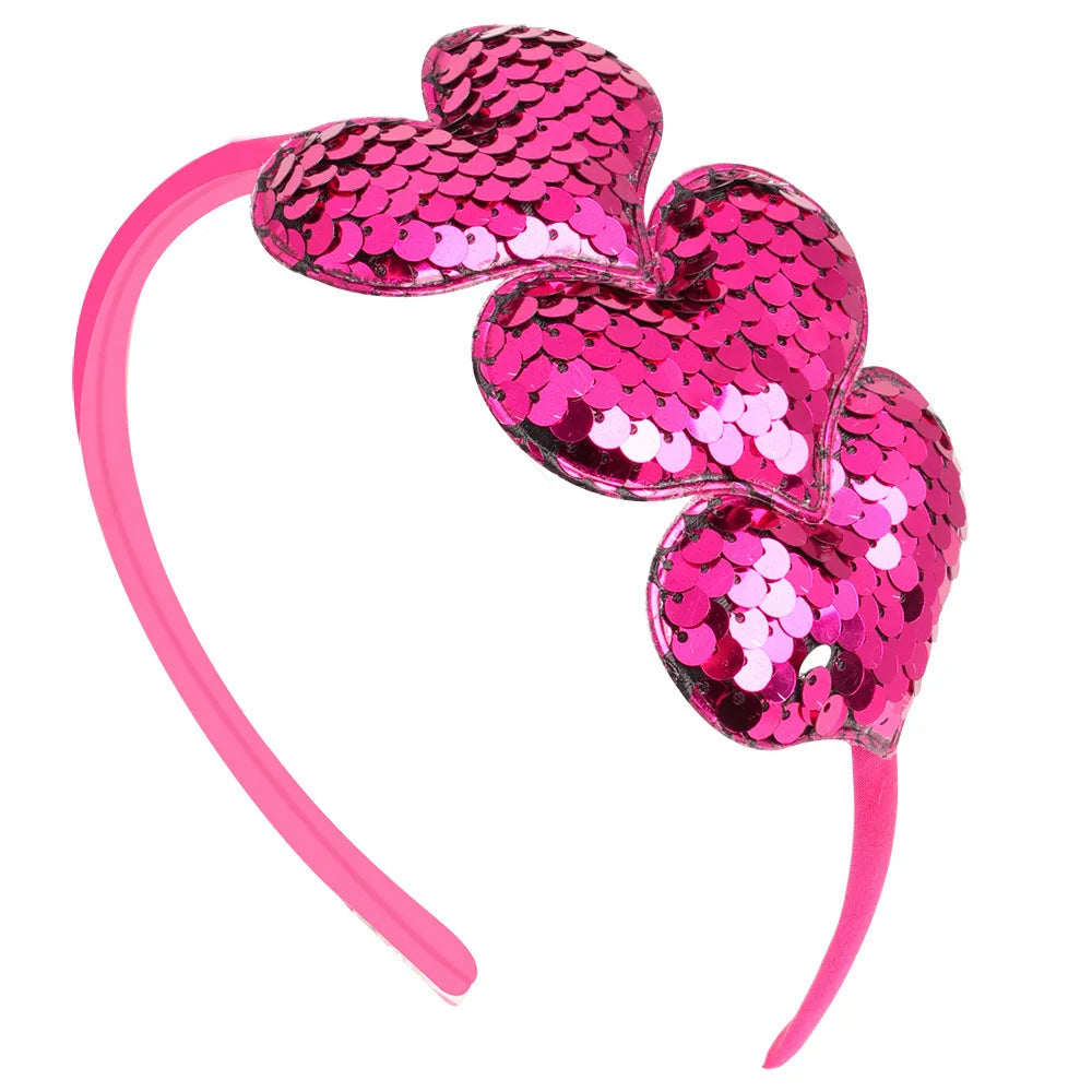 Candy Color Heart Sequin Headband for Girls | Cute Hair Band