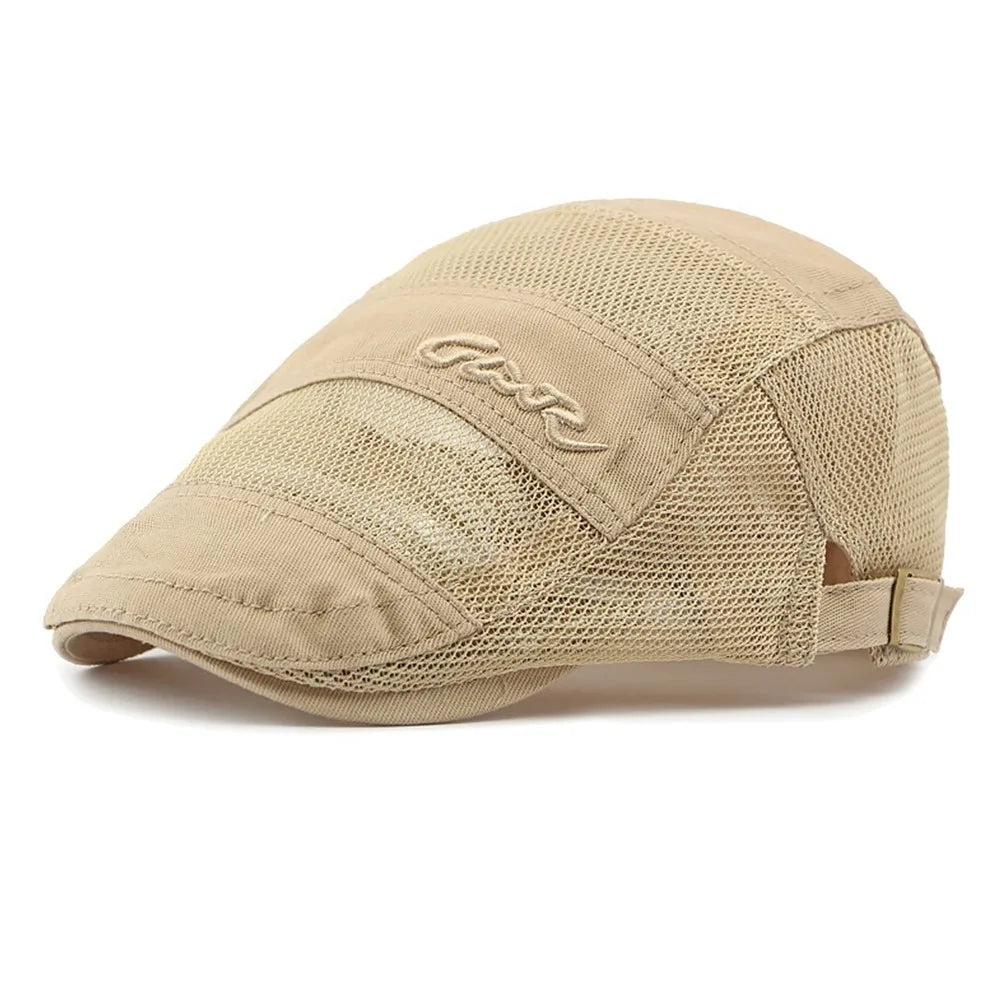 Vintage Mesh Beret Hat – Breathable Cotton Sun Hat, Unisex