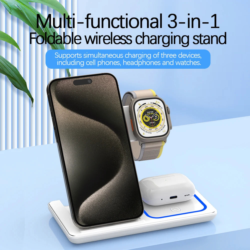 3-in-1 Foldable Wireless Charger for iPhone, Apple Watch & AirPods
