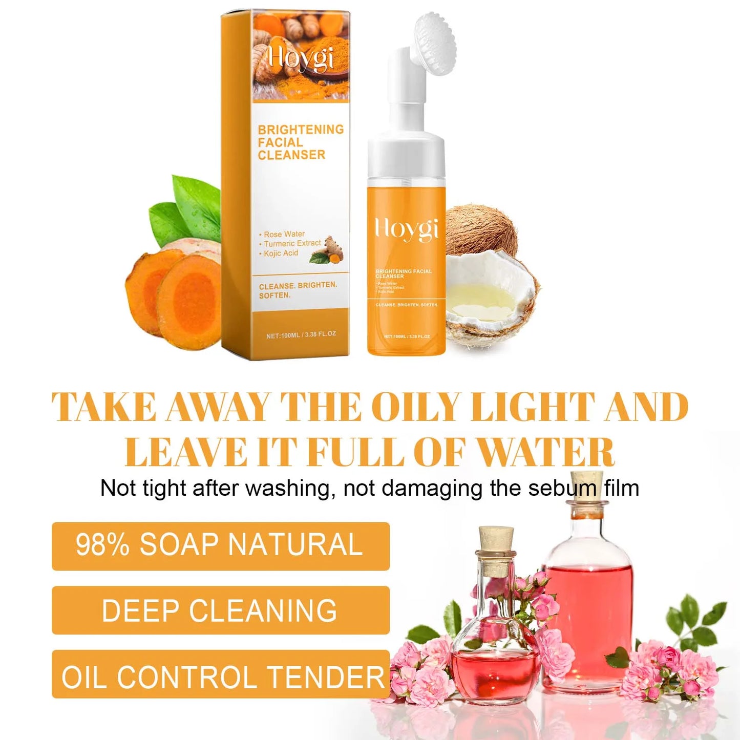Turmeric & Kojic Acid Foaming Face Cleanser – Acne & Brightening