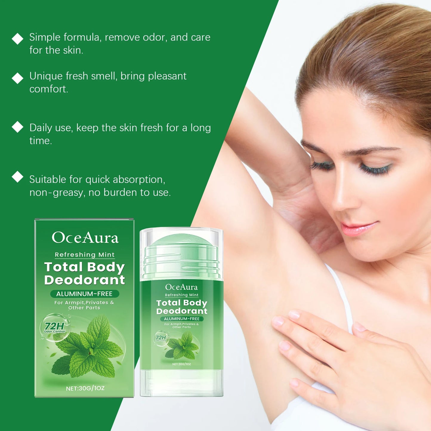OceAura Cooling Mint Deodorant Stick – Unisex Fresh Body Bar