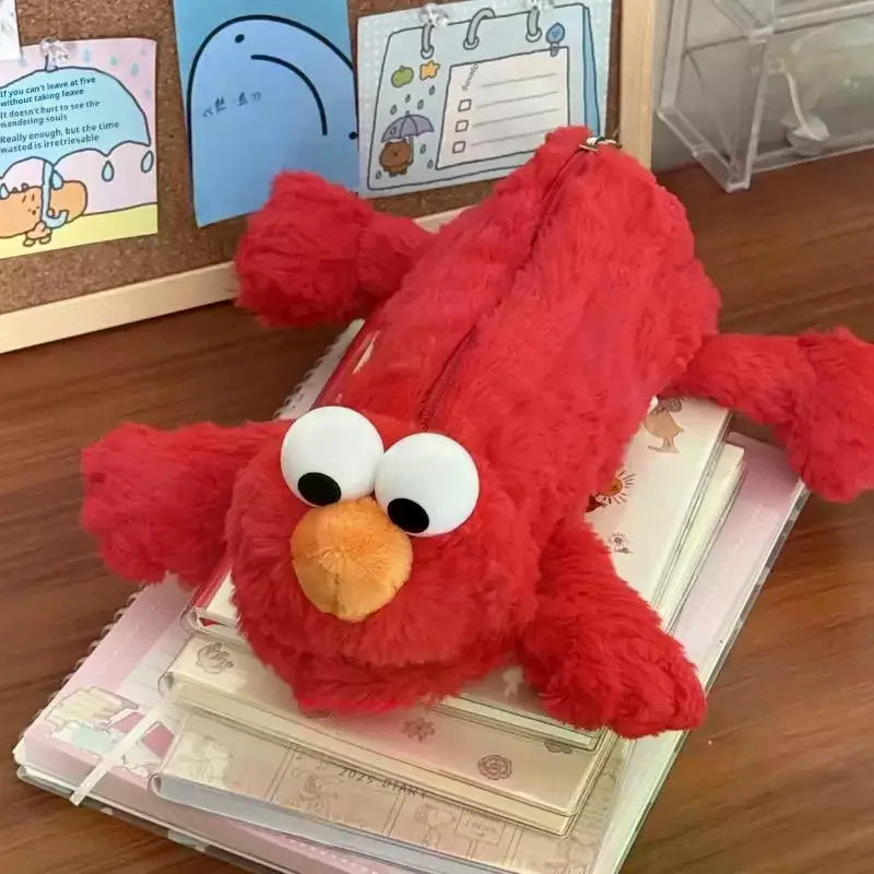 Kawaii Red Mockingbird Plush Pencil Case – Cute Bird Pen Bag