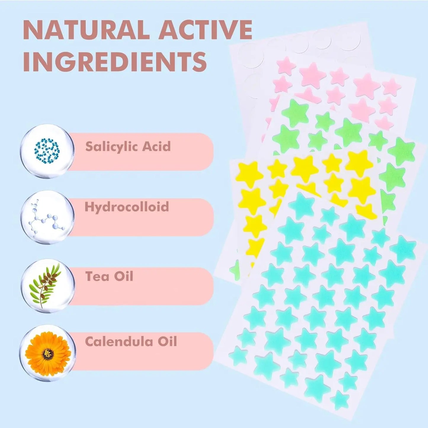 240 Pcs Star & Heart Salicylic Acid Acne Patches | Hydrocolloid