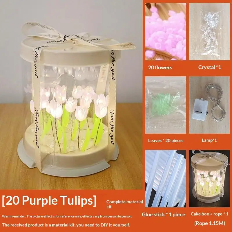 DIY Tulip Night Light Lamp – Handmade Craft Flower Decor Gift DIY Craft Night Light Peaceful Pleasures Health and Wellness Purple